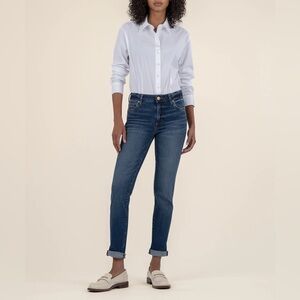 KUT From The Kloth Catherine Boyfriend Jeans Dark Wash Mid Rise Straight Leg 16